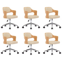 Thumbnail for Drehbare Esszimmerstühle 6 Stk. Creme Bugholz und Kunstleder