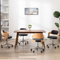 Thumbnail for Drehbare Esszimmerstühle 4 Stk. Schwarz Bugholz und Kunstleder