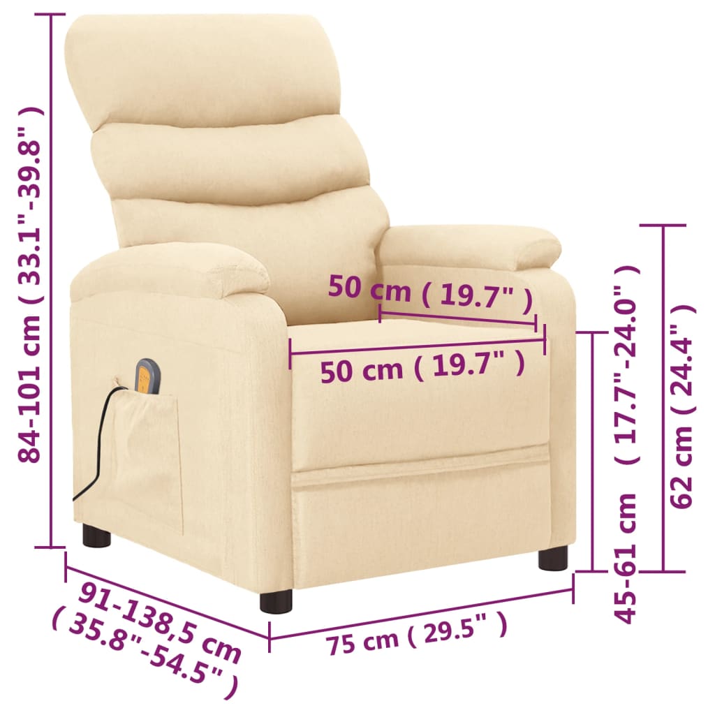 Massagesessel Creme Stoff