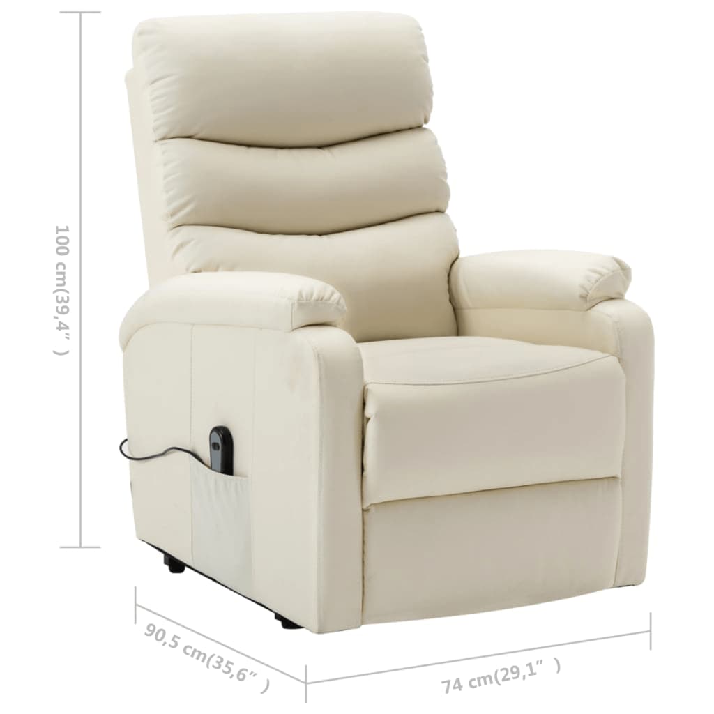 Aufstehsessel Cremeweiß Kunstleder