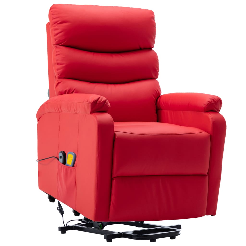 Massagesessel mit Aufstehhilfe Rot Kunstleder