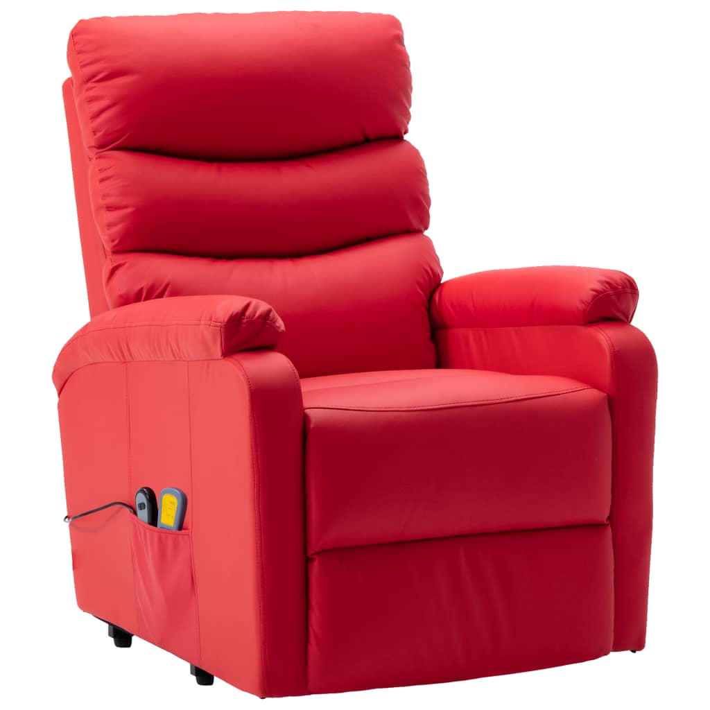 Massagesessel mit Aufstehhilfe Rot Kunstleder