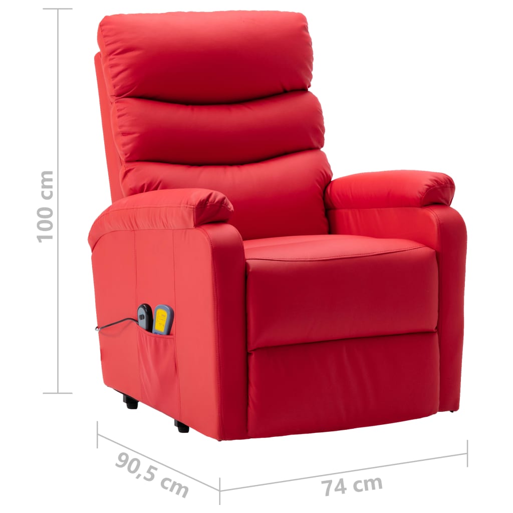 Massagesessel mit Aufstehhilfe Rot Kunstleder