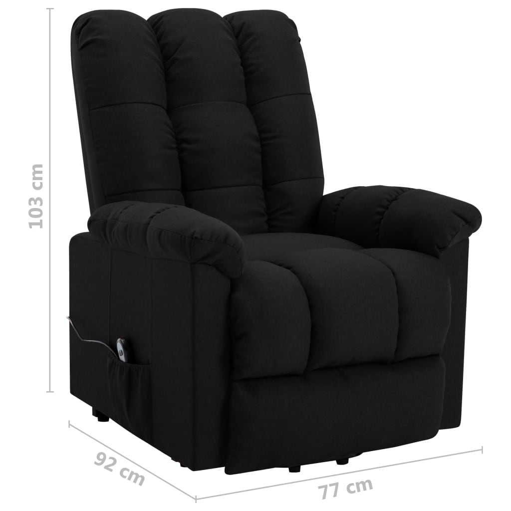 Sessel mit Aufstehhilfe Schwarz Stoff