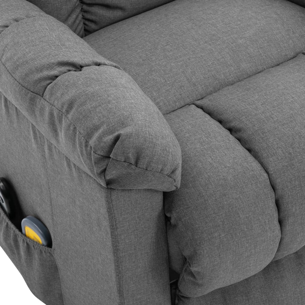 Massagesessel mit Aufstehhilfe Hellgrau Stoff