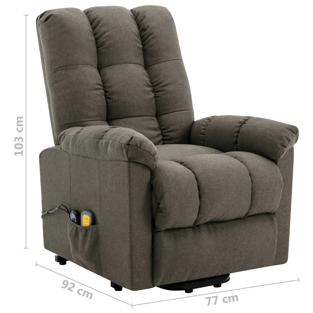 Massagesessel mit Aufstehhilfe Taupe Stoff
