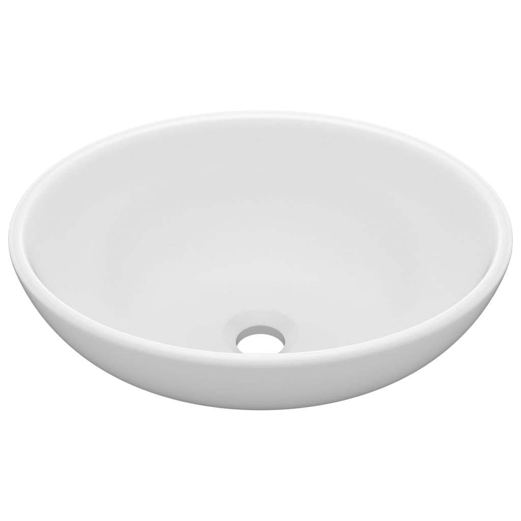 Luxuriöses Ovales Waschbecken Matt Weiß 40x33 cm Keramik