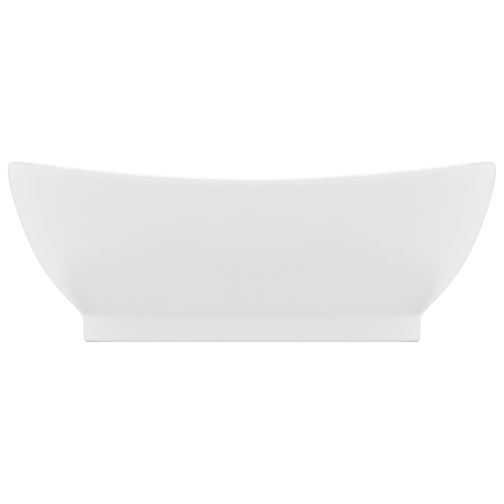 Luxus-Waschbecken Überlauf Oval Matt-Weiß 58,5x39 cm Keramik