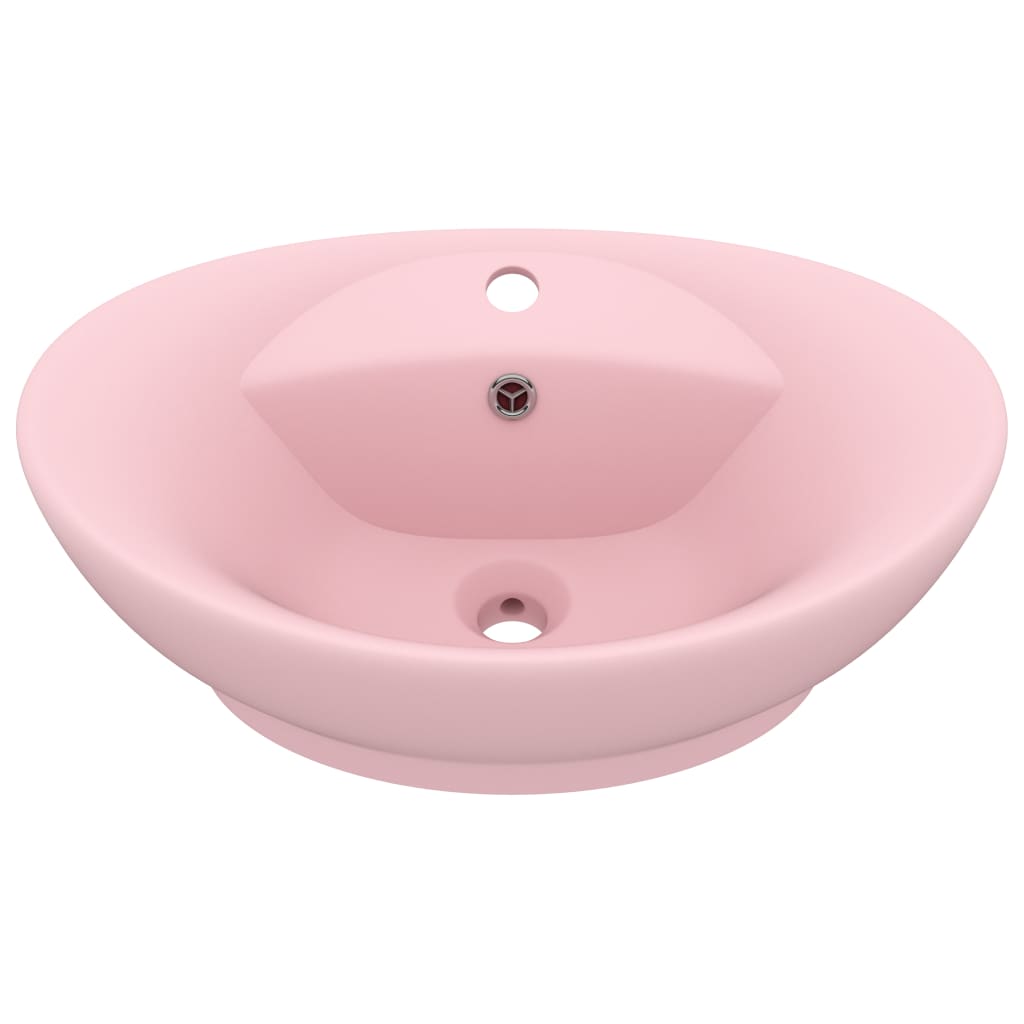 Luxus-Waschbecken Überlauf Oval Matt-Rosa 58,5x39 cm Keramik