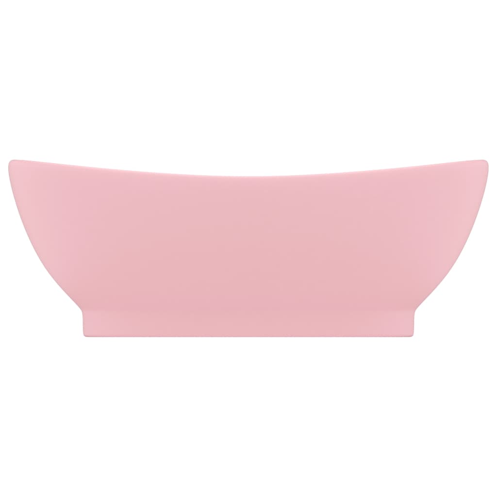 Luxus-Waschbecken Überlauf Oval Matt-Rosa 58,5x39 cm Keramik