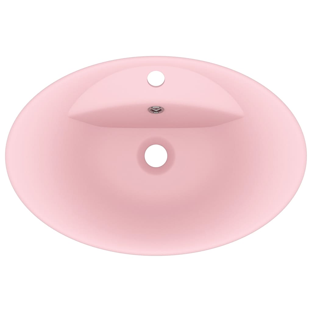 Luxus-Waschbecken Überlauf Oval Matt-Rosa 58,5x39 cm Keramik
