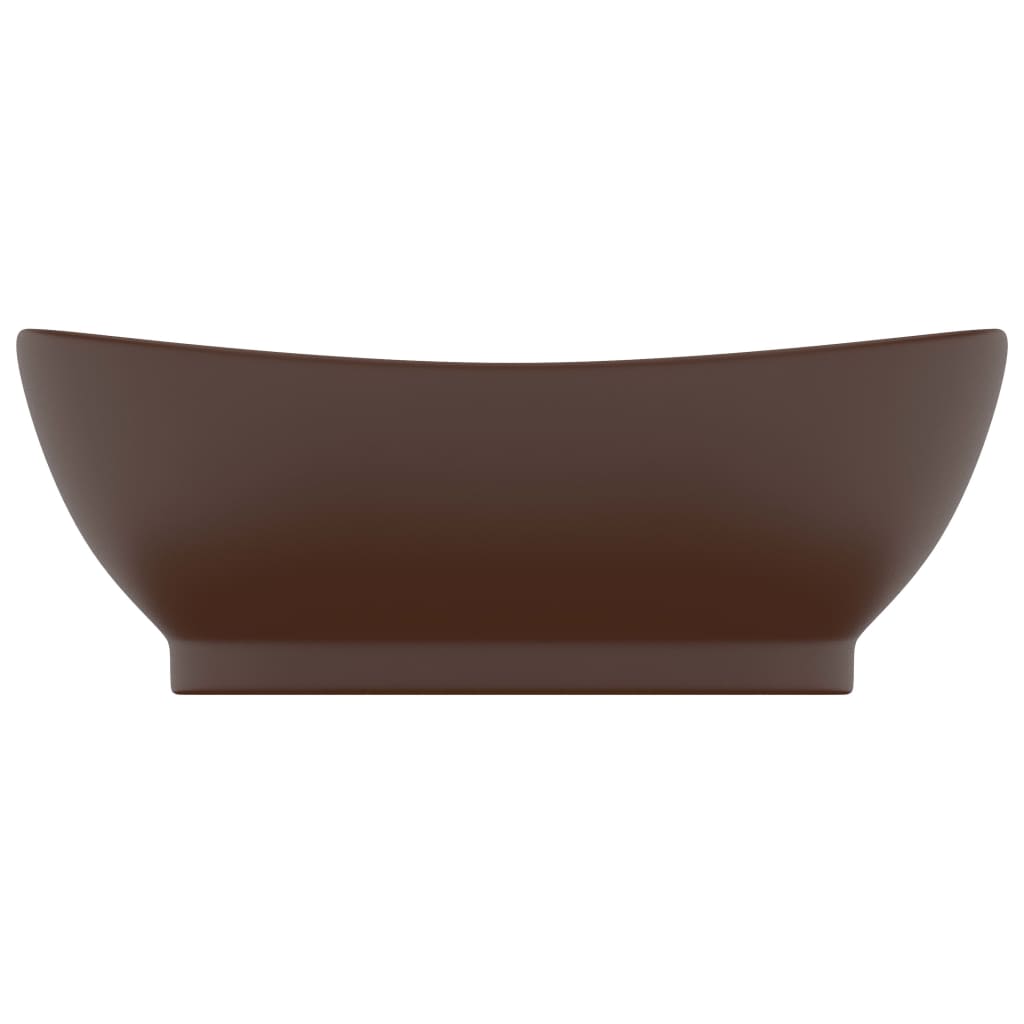 Waschbecken Überlauf Oval Matt Dunkelbraun 58,5x39cm Keramik
