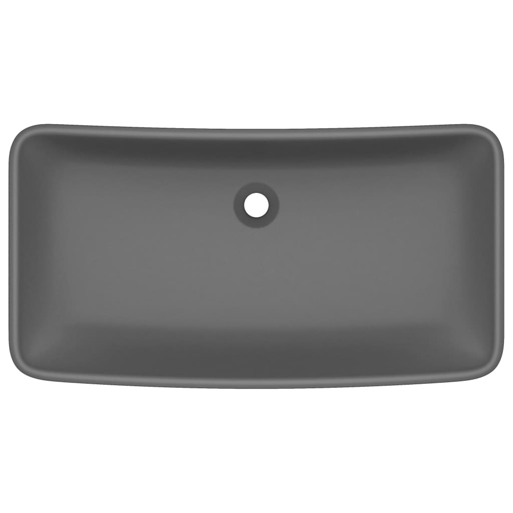 Luxus-Waschbecken Rechteckig Matt Dunkelgrau 71x38 cm Keramik