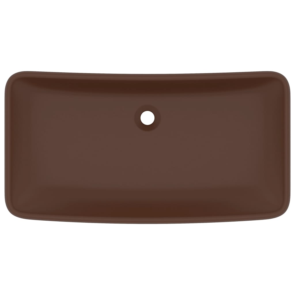 Luxus-Waschbecken Rechteckig Matt Dunkelbraun 71x38 cm Keramik