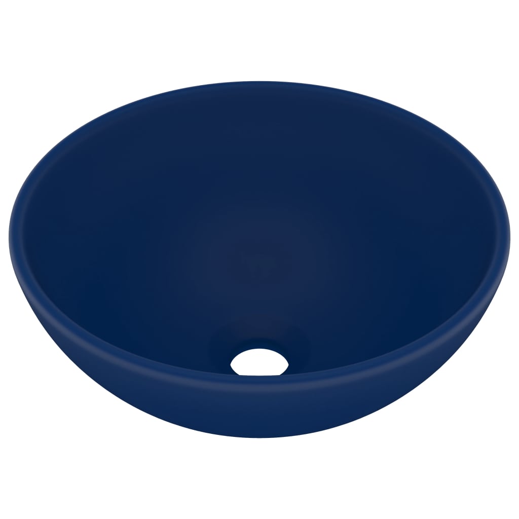Luxus-Waschbecken Rund Matt Dunkelblau 32,5x14 cm Keramik