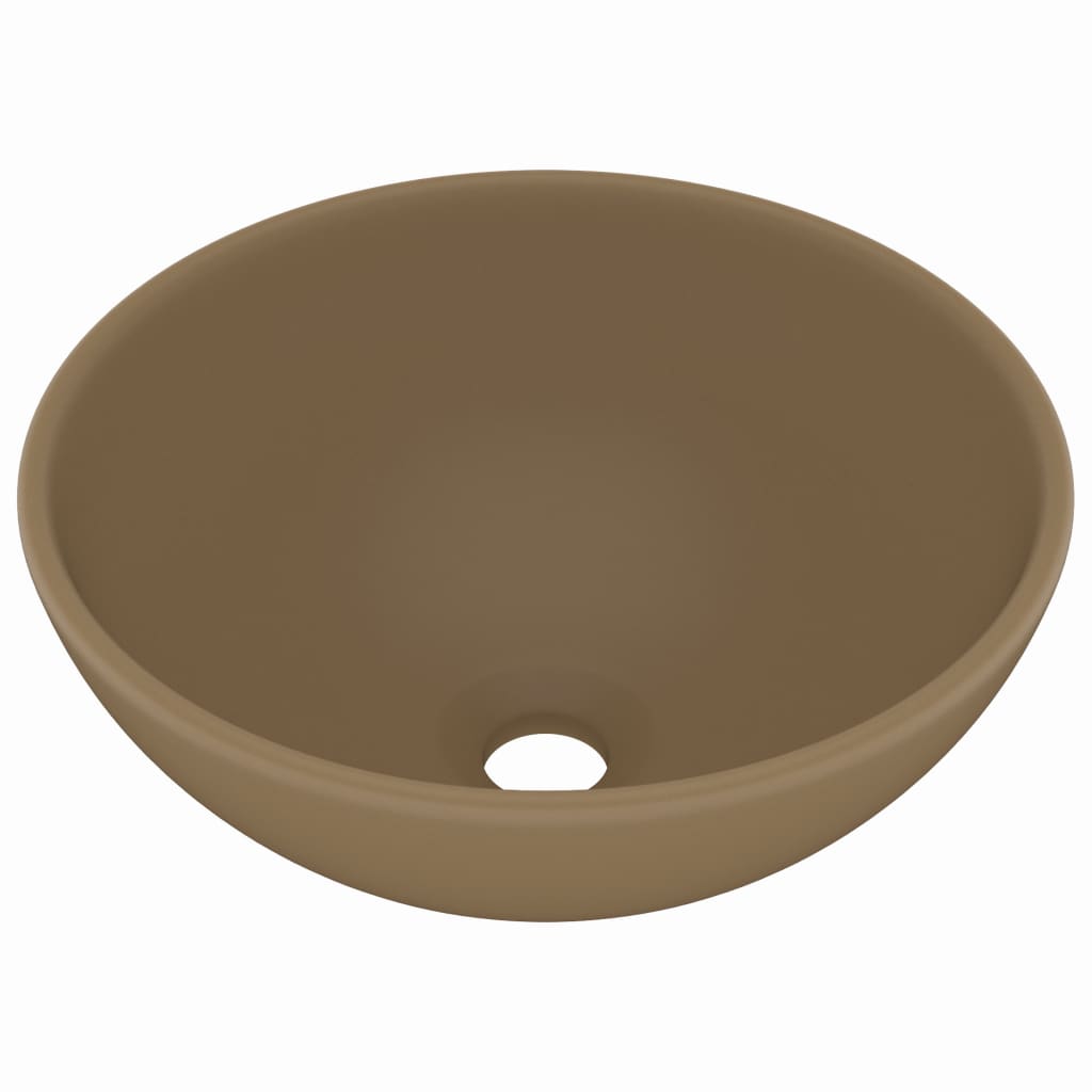 Luxus-Waschbecken Rund Matt Creme 32,5x14 cm Keramik