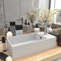 Thumbnail for Badezimmer-Waschbecken mit Überlauf Keramik Matt Weiß