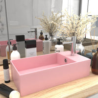 Thumbnail for Badezimmer-Waschbecken mit Überlauf Keramik Matt Rosa