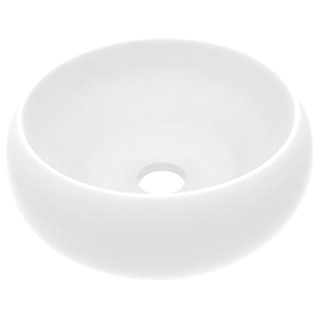 Luxuriöses Waschbecken Rund Matt Weiß 40x15 cm Keramik