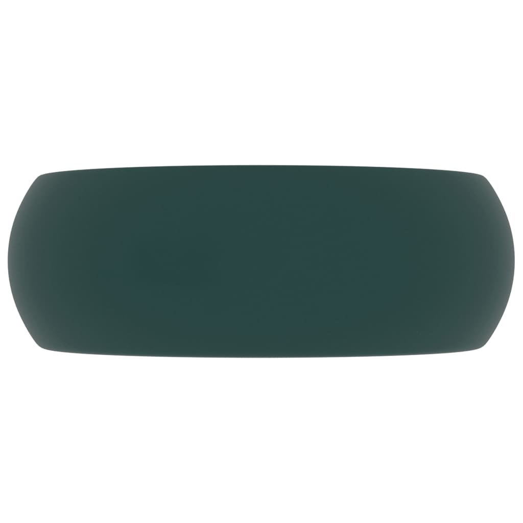 Luxuriöses Waschbecken Rund Matt Dunkelgrün 40x15 cm Keramik