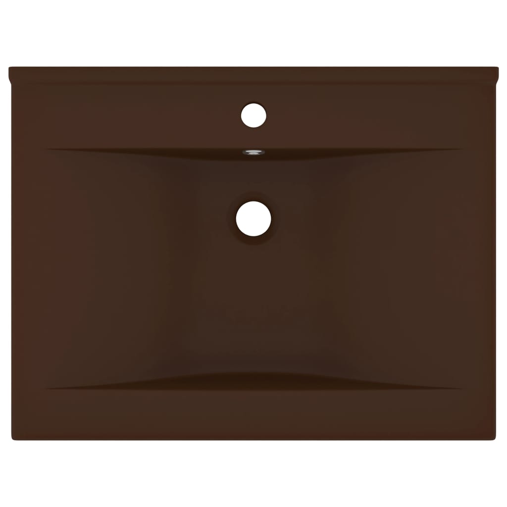 Luxus-Waschbecken mit Hahnloch Matt-Dunkelbraun 60x46cm Keramik