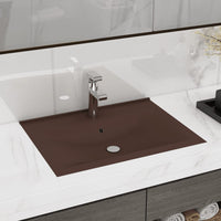 Thumbnail for Luxus-Waschbecken mit Hahnloch Matt-Dunkelbraun 60x46cm Keramik