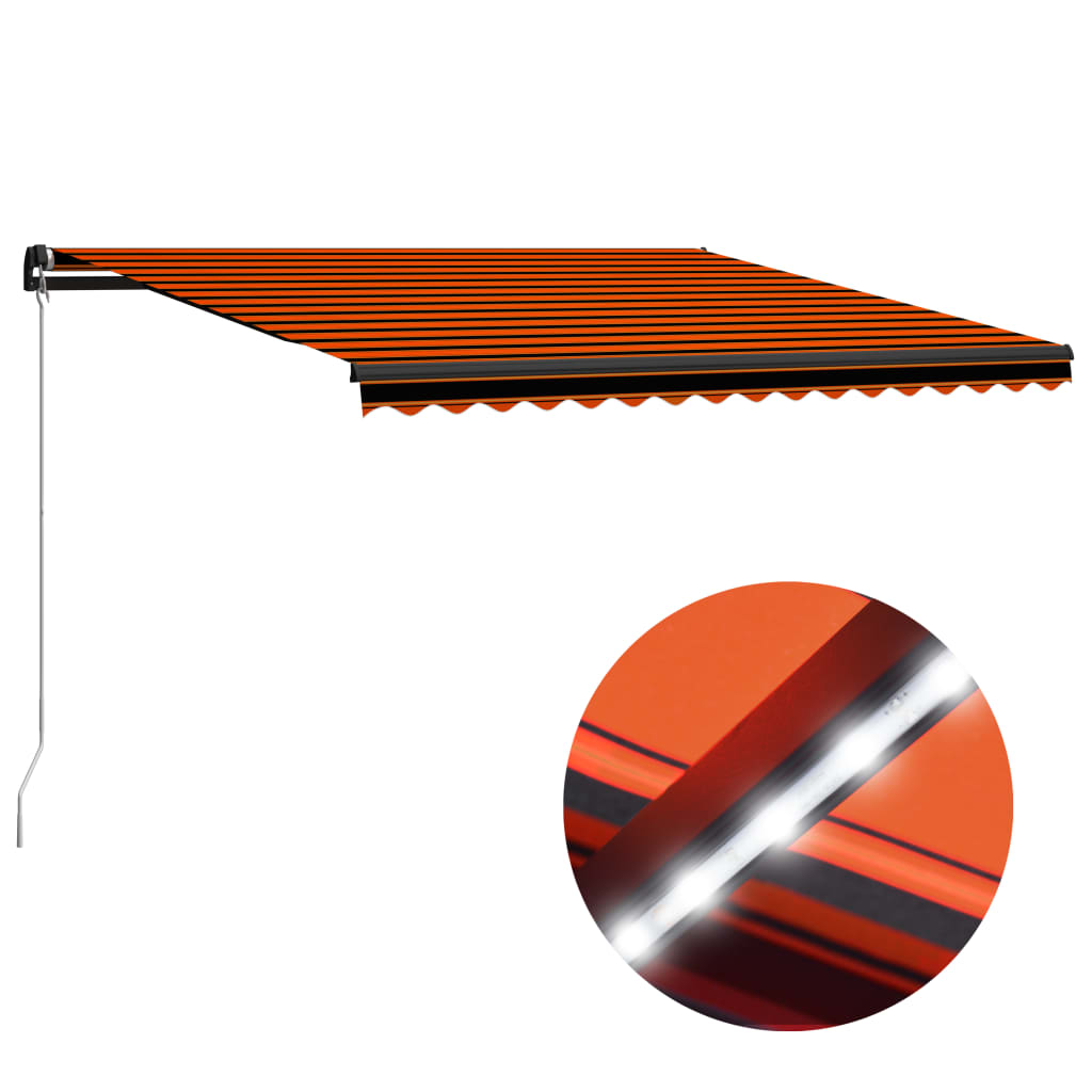 Einziehbare Markise Handbetrieben LED 450x300cm Orange Braun