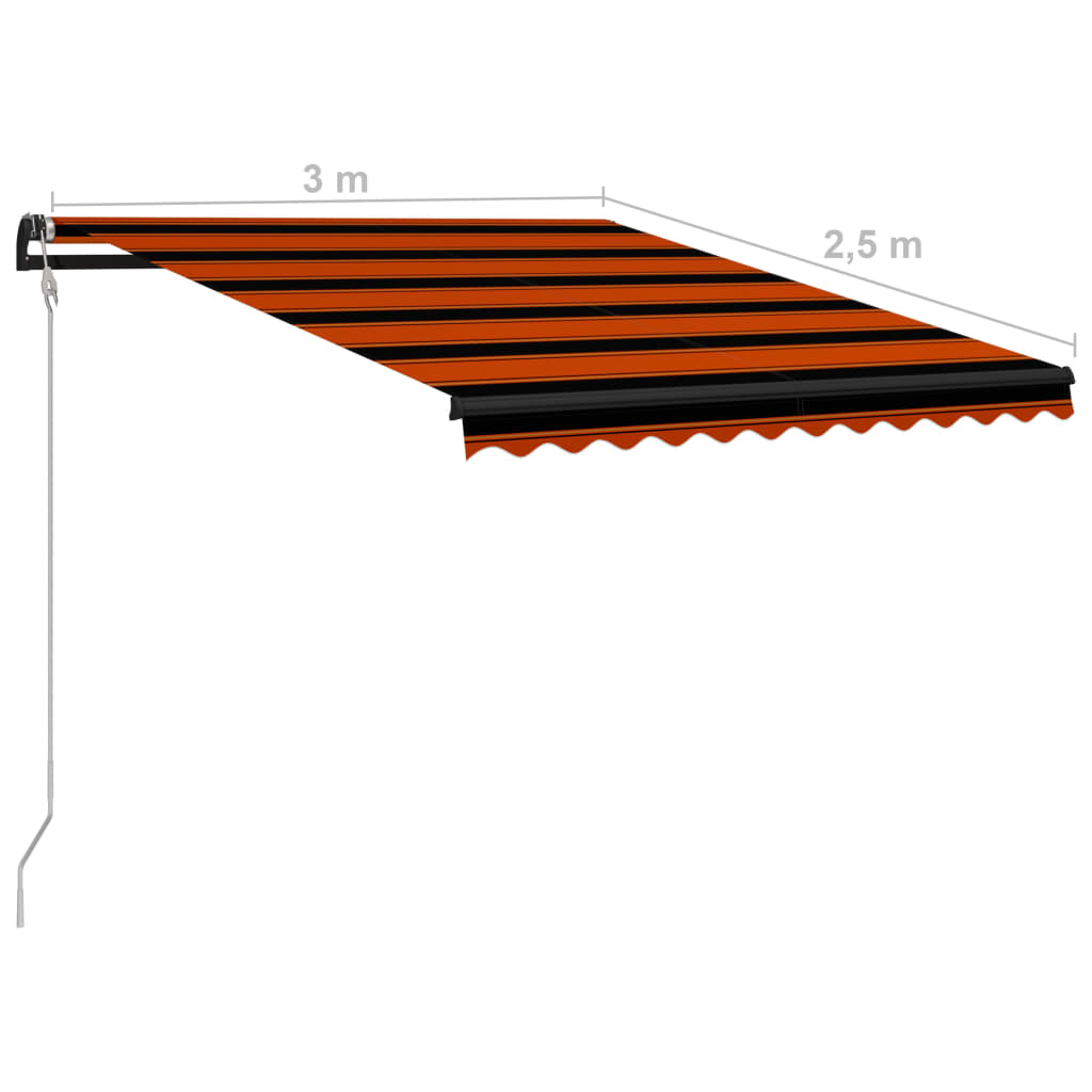 Einziehbare Markise mit Windsensor & LED 300x250cm Orange Braun