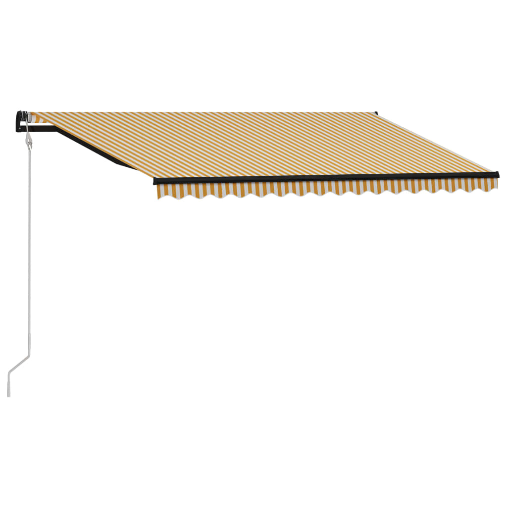 Einziehbare Markise mit Windsensor & LED 400x300cm Gelb Weiß