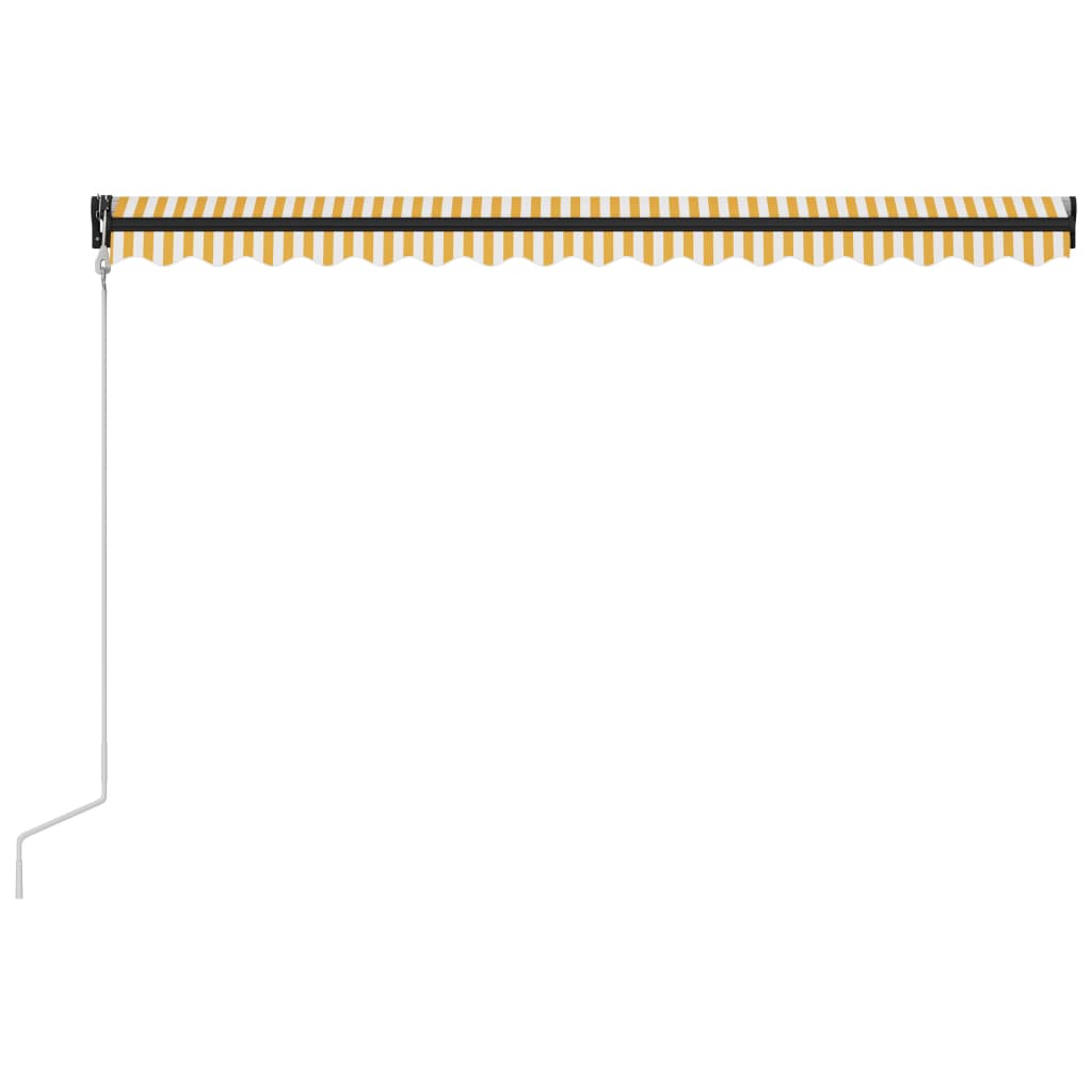 Einziehbare Markise mit Windsensor & LED 400x300cm Gelb Weiß