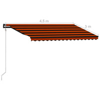 Thumbnail for Einziehbare Markise mit Windsensor & LED 450x300cm Orange Braun