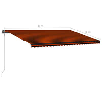 Thumbnail for Einziehbare Markise mit Windsensor & LED 600x300cm Orange Braun