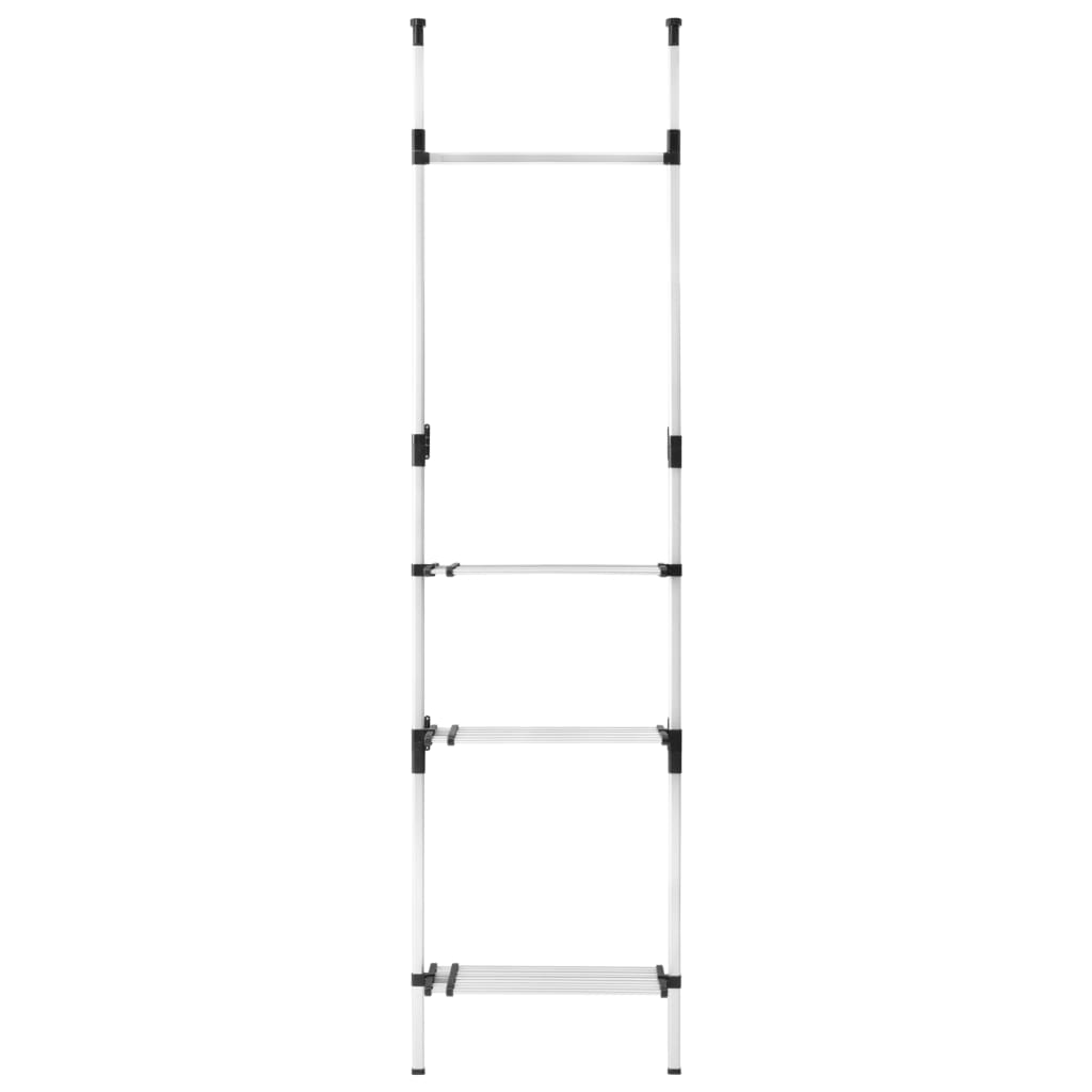Teleskop-Garderobe mit Stangen und Regal Aluminium