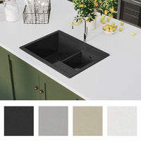 Thumbnail for Küchenspüle mit Überlauf Doppelbecken Schwarz Granit