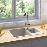 Thumbnail for Küchenspüle mit Überlauf Doppelbecken Beige Granit