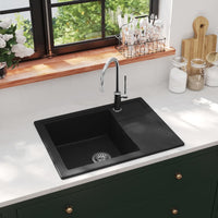 Thumbnail for Küchenspüle mit Überlauf Oval Schwarz Granit