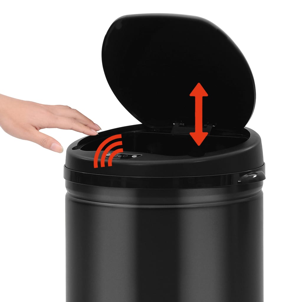 Automatischer Sensor-Mülleimer 50 L Kohlenstoffstahl Schwarz