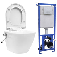 Thumbnail for Wand-WC ohne Spülrand mit Einbau-Spülkasten Keramik Weiß