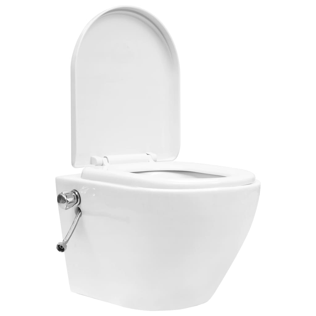 Wand-WC ohne Spülrand mit Einbau-Spülkasten Keramik Weiß
