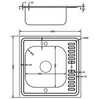 Thumbnail for Küchenspüle mit Abtropfset Silbern 600x600x155 mm Edelstahl