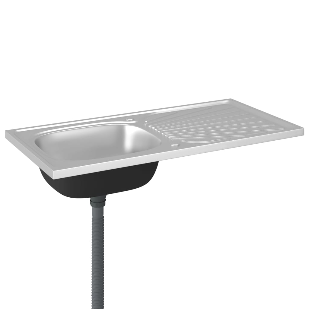 Küchenspüle mit Abtropfset Silbern 1000x500x155 mm Edelstahl