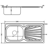 Thumbnail for Küchenspüle mit Abtropfset Silbern 1000x500x155 mm Edelstahl
