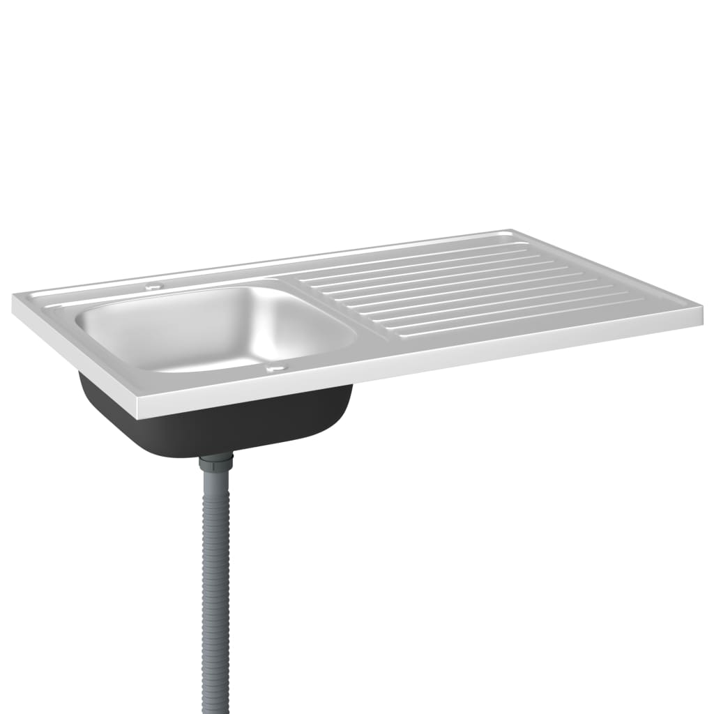 Küchenspüle mit Abtropfset Silbern 1000x600x155 mm Edelstahl