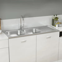 Thumbnail for Küchenspüle mit Doppelbecken Silbern 1200x600x155 mm Edelstahl