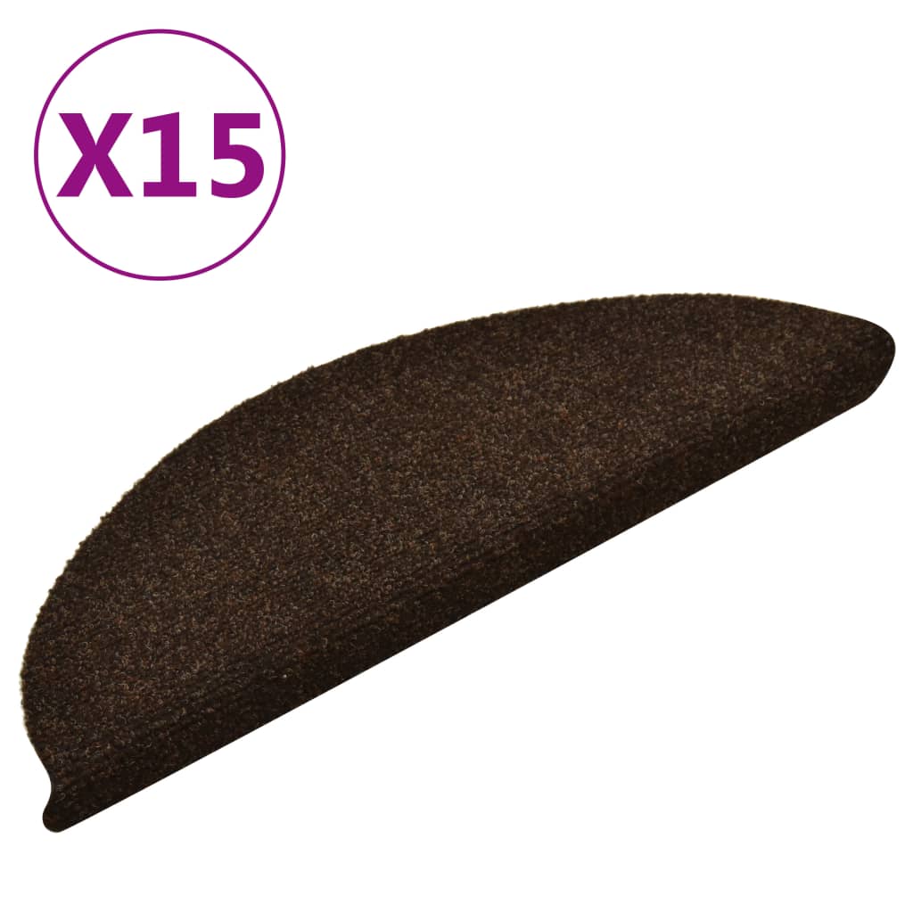 Treppenmatten Selbstklebend 15 Stk. Braun 56x17x3cm Nadelvlies