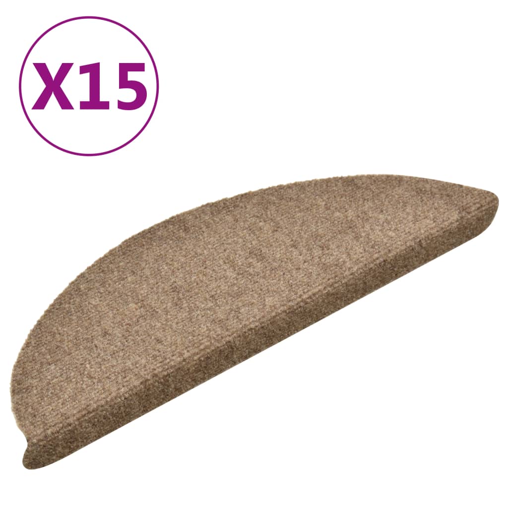 Treppenmatten Selbstklebend 15 Stk. Creme 56x17x3cm Nadelvlies