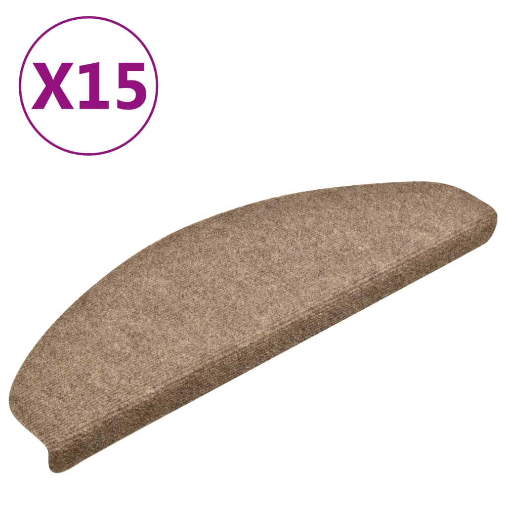 Treppenmatten Selbstklebend 15 Stk. Creme 65x21x4cm Nadelvlies