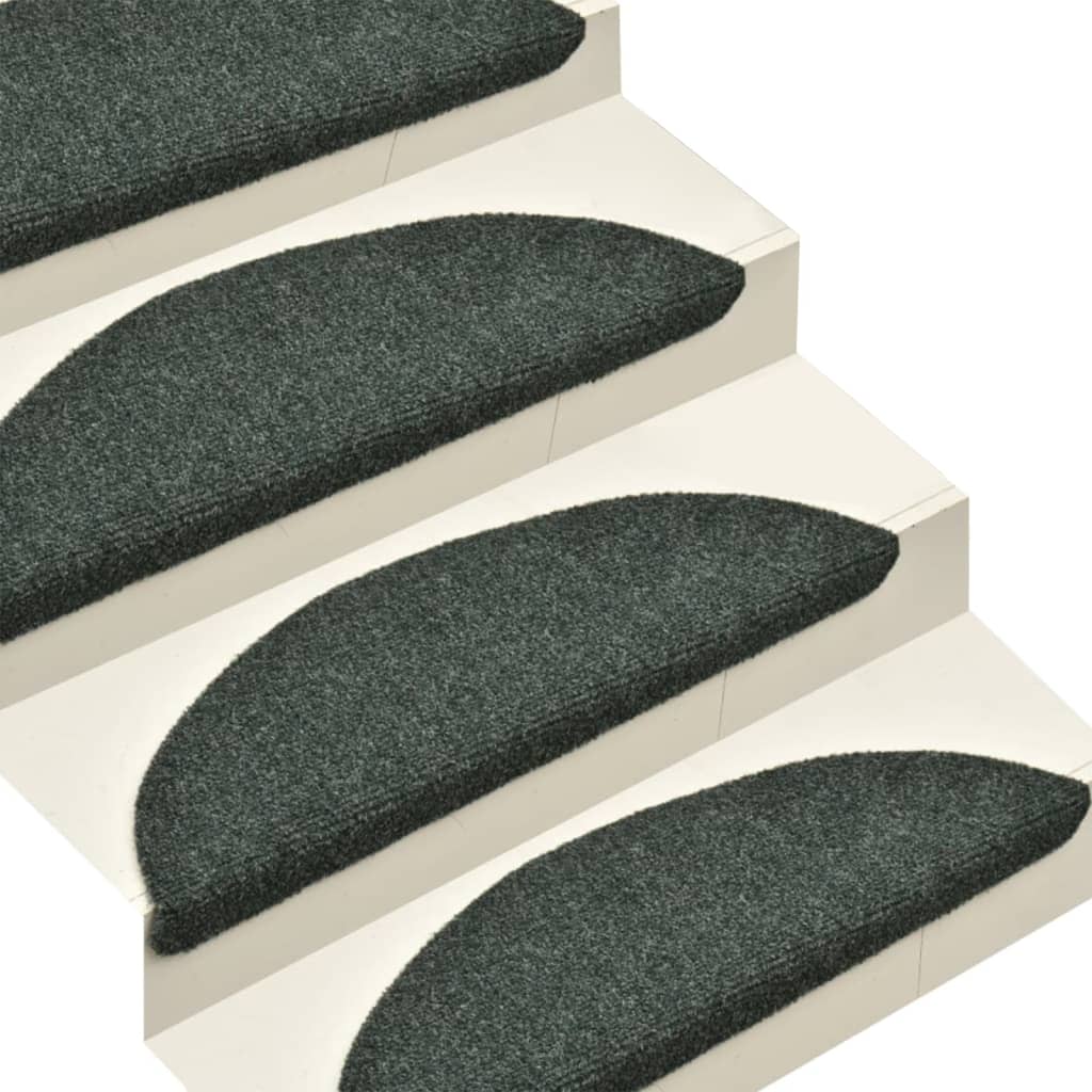 Selbstklebende Treppenmatten 15 Stk. Grün 56x17x3cm Nadelvlies