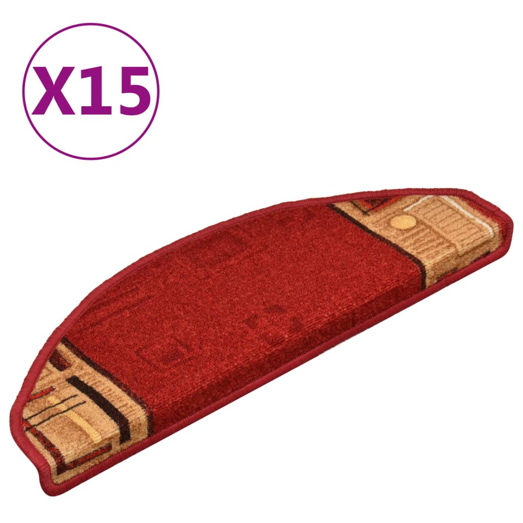 Treppenmatten Selbstklebend 15 Stk. Rot 65x21x4 cm
