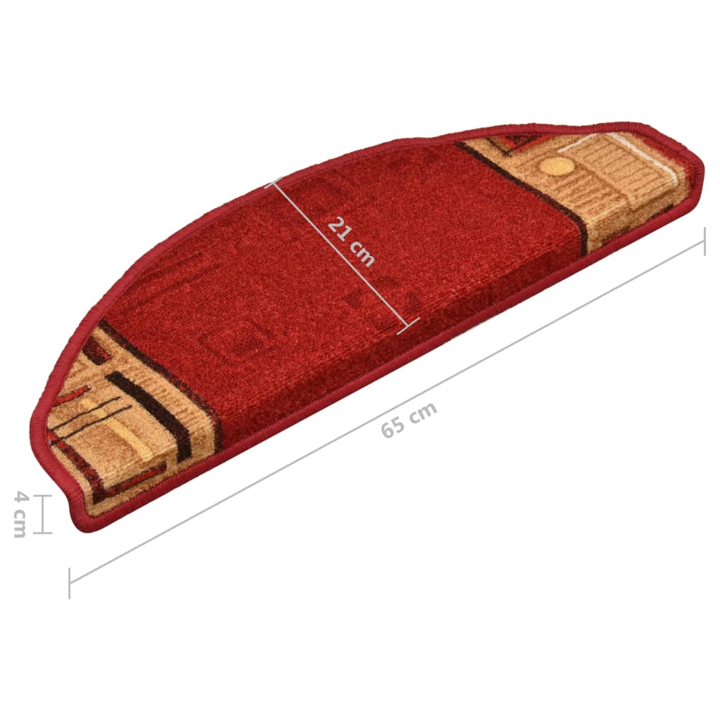 Treppenmatten Selbstklebend 15 Stk. Rot 65x21x4 cm